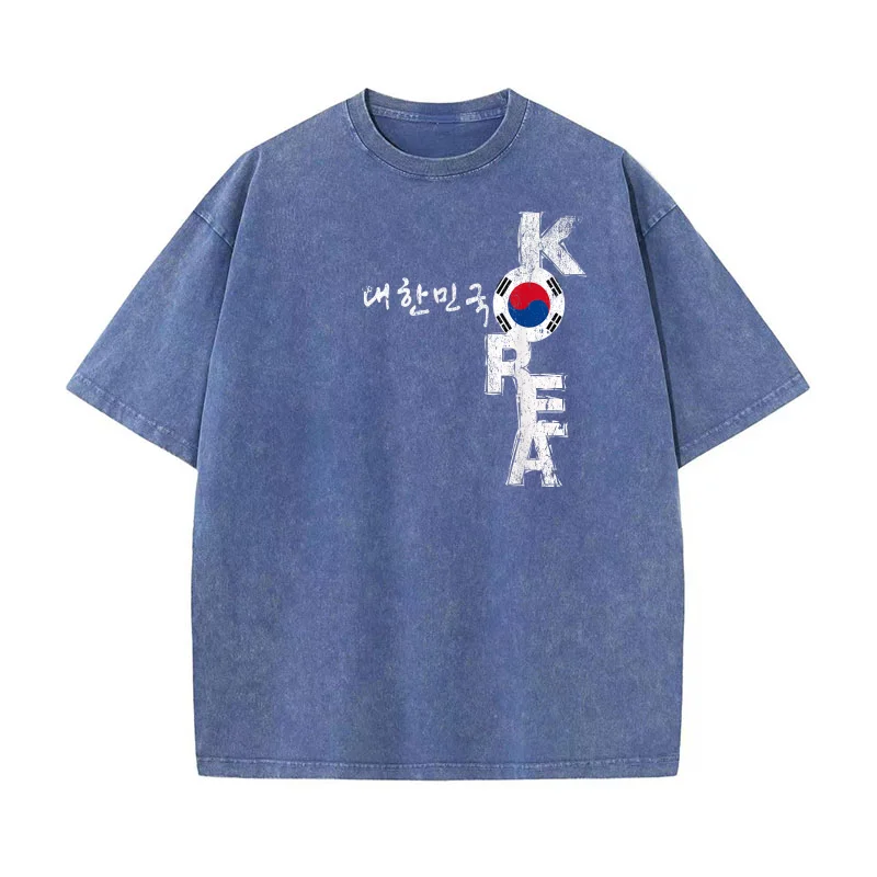 Korea Tshirt Korean Pure Cotton Luxury Brand Men's T-shirts O-neck Tshirt Oversized Art Graphic Clothing Printed Korea Souvenir