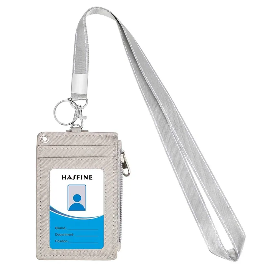 1 stück Hals Hängen Zipper Karte Lagerung Box PU Leder Tragbare Leichte Karte Halter Lehrer Student Arbeit Liefert – Detail 14