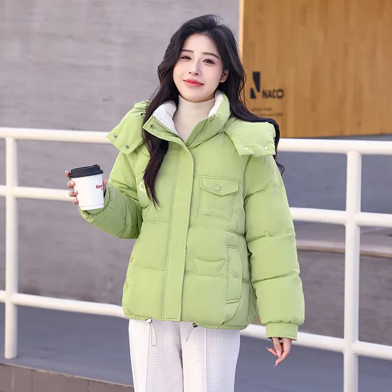 Autumn Winter New Short Down Cotton-Padded Jacket Women's Outwear Hooded Thick Warm Parka Wash-Free Fashion Loose Cotton Jacket