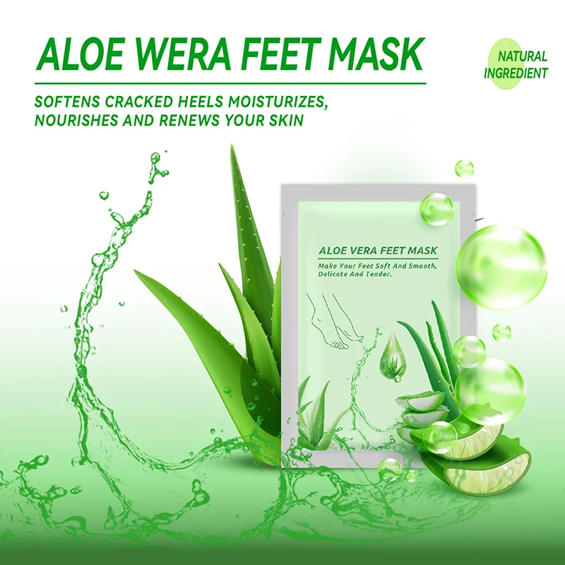 1-10PCS Aloe Vera Feet Exfoliating Foot Mask Pedicure ถุงเท้าสําหรับฟุต Mask ลบ Dead Skin รองเท้าส้นสูงเท้า Peeling Skin Spa Mask