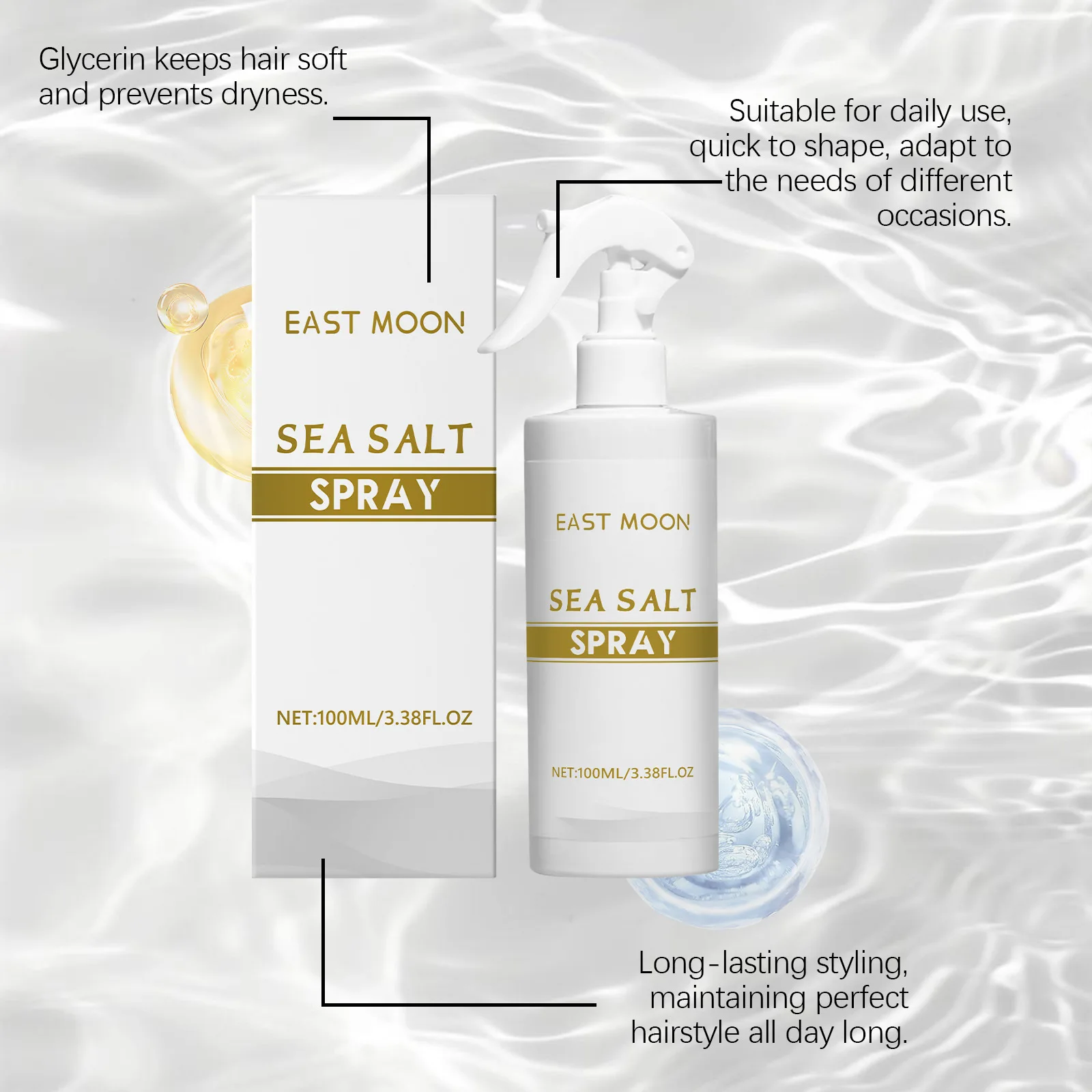 Sea Salt Hair Styling Series Strong Hold Improve Thickening Non Greasy Matte Textured Keep Fluffy Volumizing Hair Shaping Spray