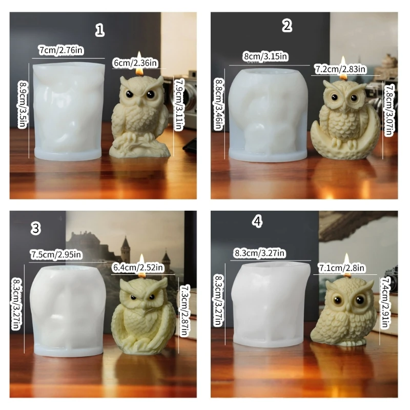 Flexible Silicone Mold Realistic Owl Figurine Crafting Mould Animal Theme Epoxy Resin Mold for Handmade Crafts R3MC