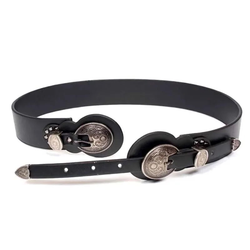 حزام منحوت برأس جلدي معدني من القرون الوسطى للرجال والنساء ، ملحق قنب ، فايكنغ ، فارس تأثيري ، حزام ، أحزمة مشبك ، زي الكبار