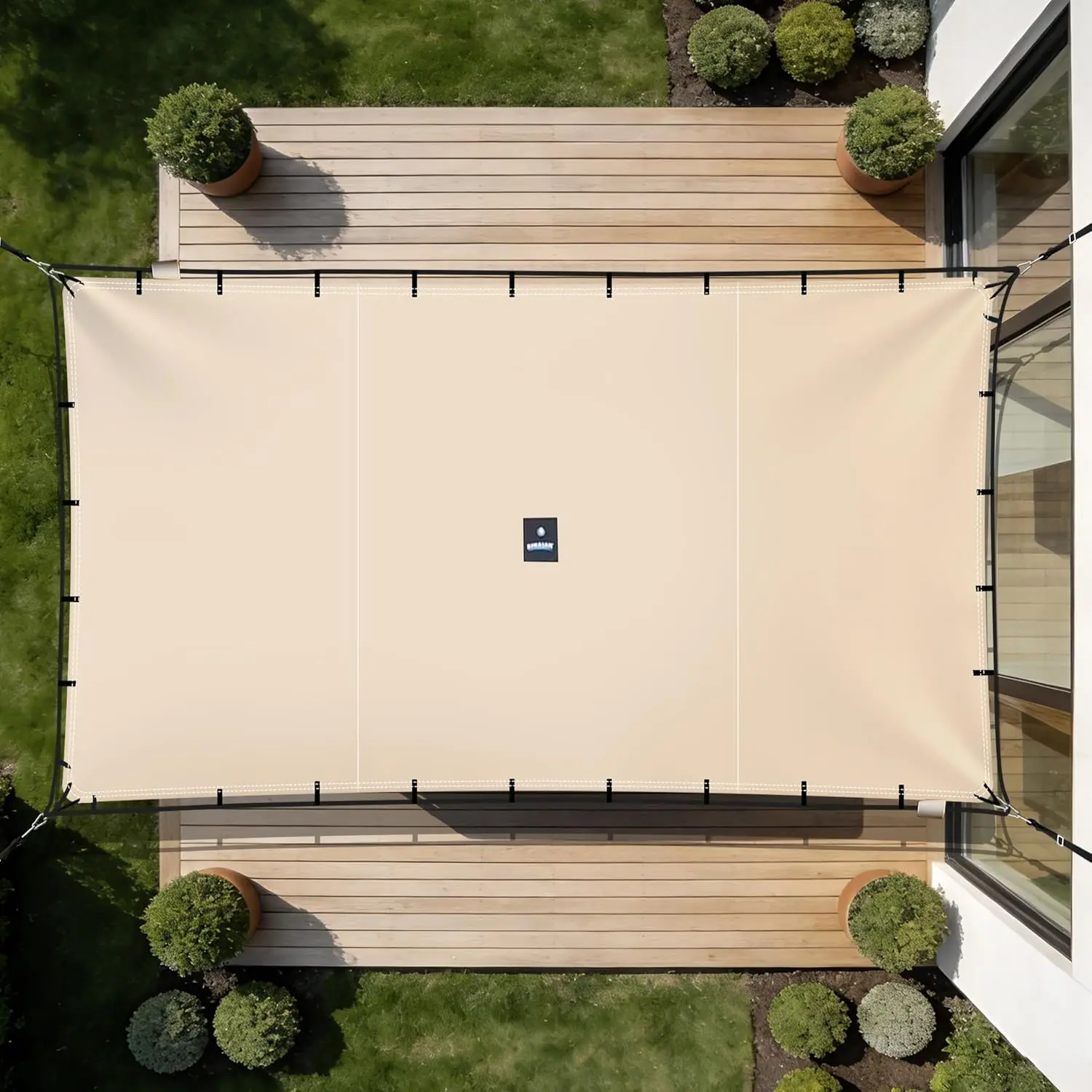 

10'x13' Rectangle Sun Shade Sail Waterproof UV Block Heavy Duty 500D Oxford Canopy for Backyard Patio Garden Beige