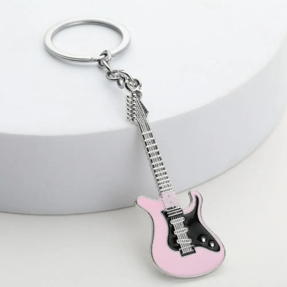 

New Korean Style Jewelry Zinc Alloy Guitar Keychain Musical Elements Bass Bag Pendant Portable Car Key Ring Business Gifts