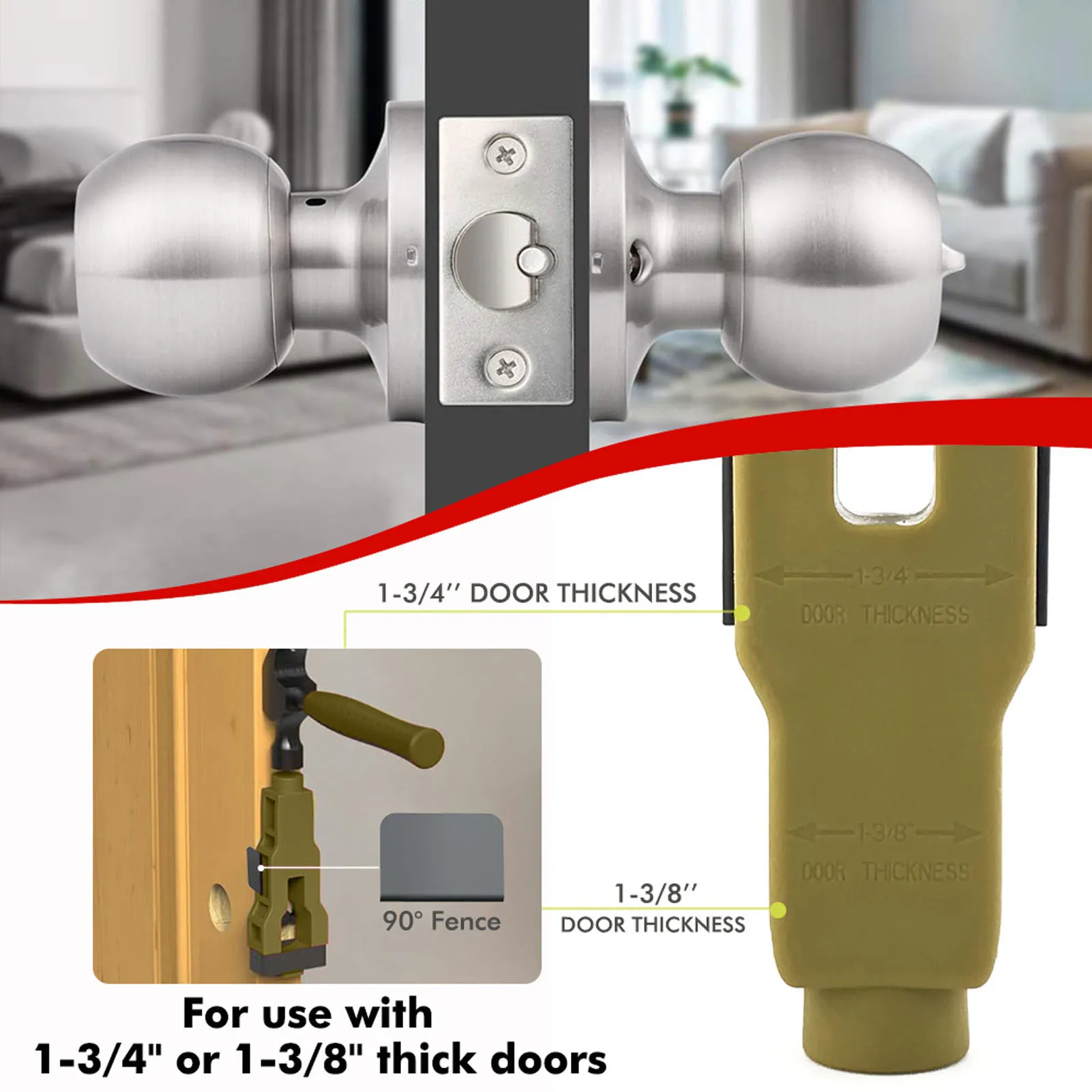 Door Latch Mortise Tool for 1-3/4in 1-3/8in Thick Door Lock Installation Stainless Steel ABS Green Door Lock Installation Tool