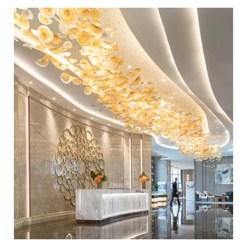 Modern Decorative Luxury Style Hotel Lobby Restaurant Decoration Led Glass Chandelier Light