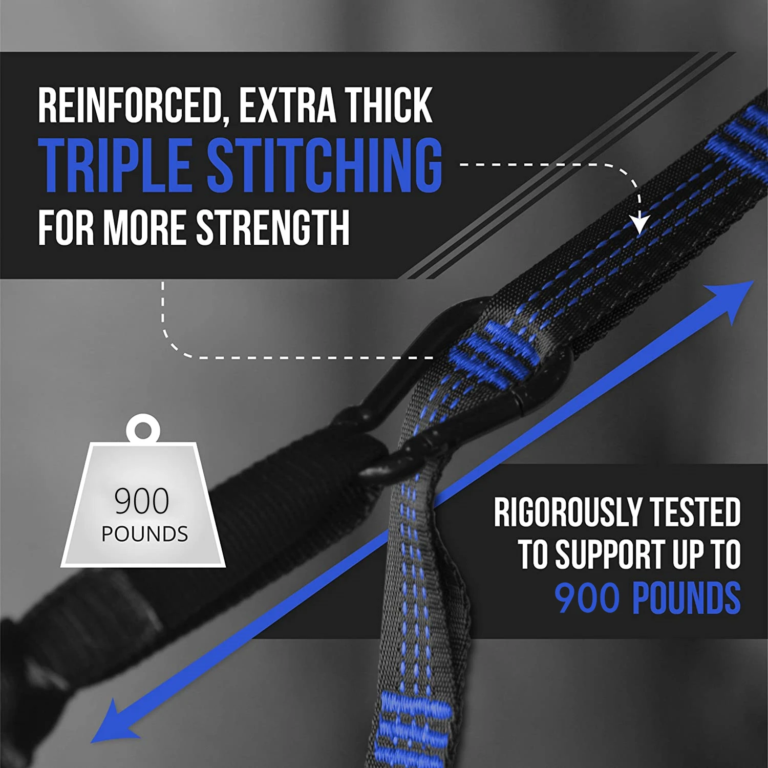 2Pcs Hammock Straps Special Reinforced Polyester Straps 8 Ring High Load-Bearing Barbed Black Outdoor Camping Hammock Straps image 3