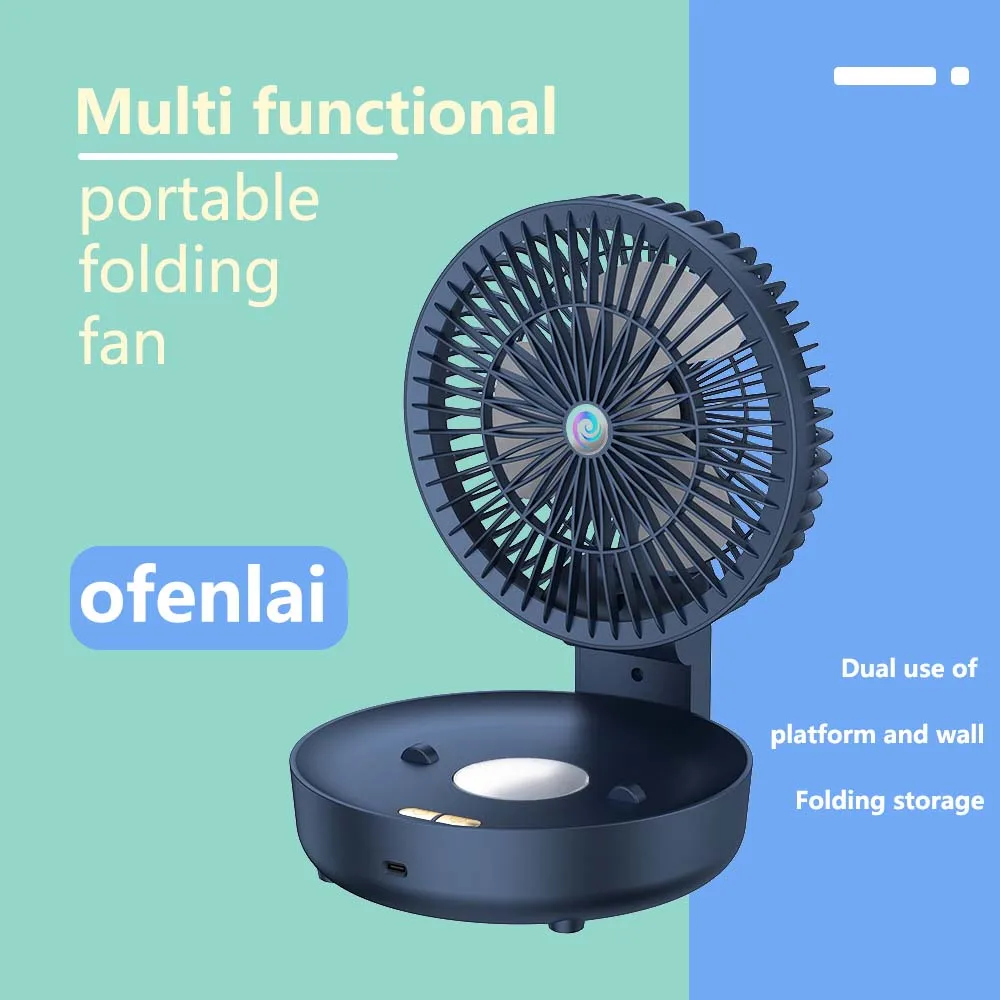 OFENLAI Portable Foldable Fan with Night Light Mini USB Fan for Bedroom Kitchen Office