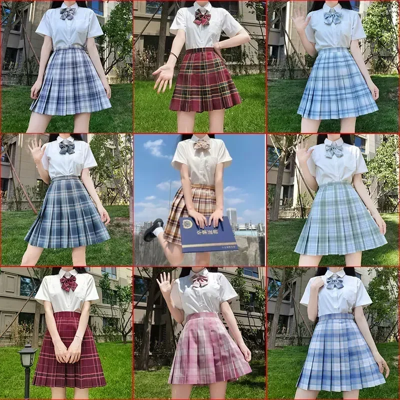 

Japanese Korean Student Short Sleeve Sexy Jk Uniform Set High School Clothes Pleated Skirt Girl Seifuku Dress Cosplay Schoolgirl