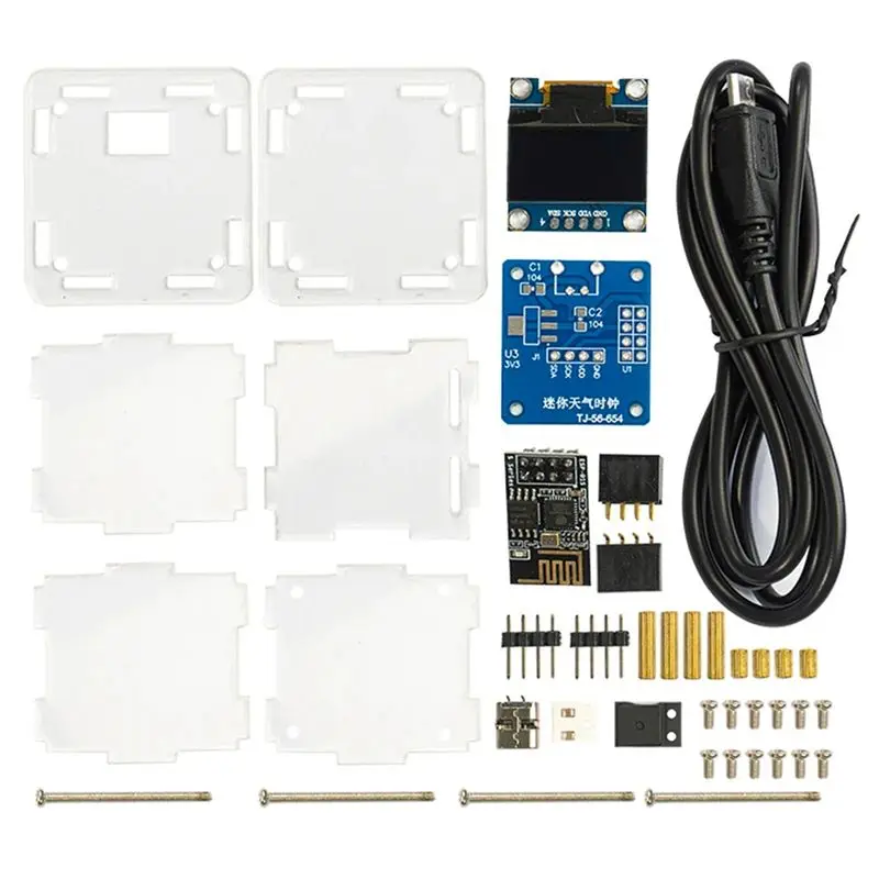 AS94-2X DIY Weather Clock Kit WIFI Module Internet Of Things Time Temperature And Humidity Display Soldering Practice Loose