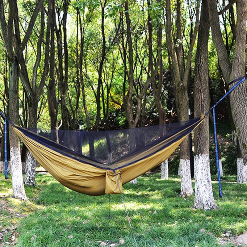 Camping Hammock 2.7x1.4m Lightweight Hanging Anti-Mosquito Net Hammocks Tree Straps Swing Backpack Backyard Rocking Chair