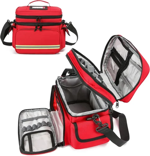 Imagen 2 del producto Bolsa médica de primeros auxilios vacía, bolsa de gran capacidad para rescate de emergencia al aire libre, bolsas de viaje Oxford reflectantes impermeables con múltiples bolsillos