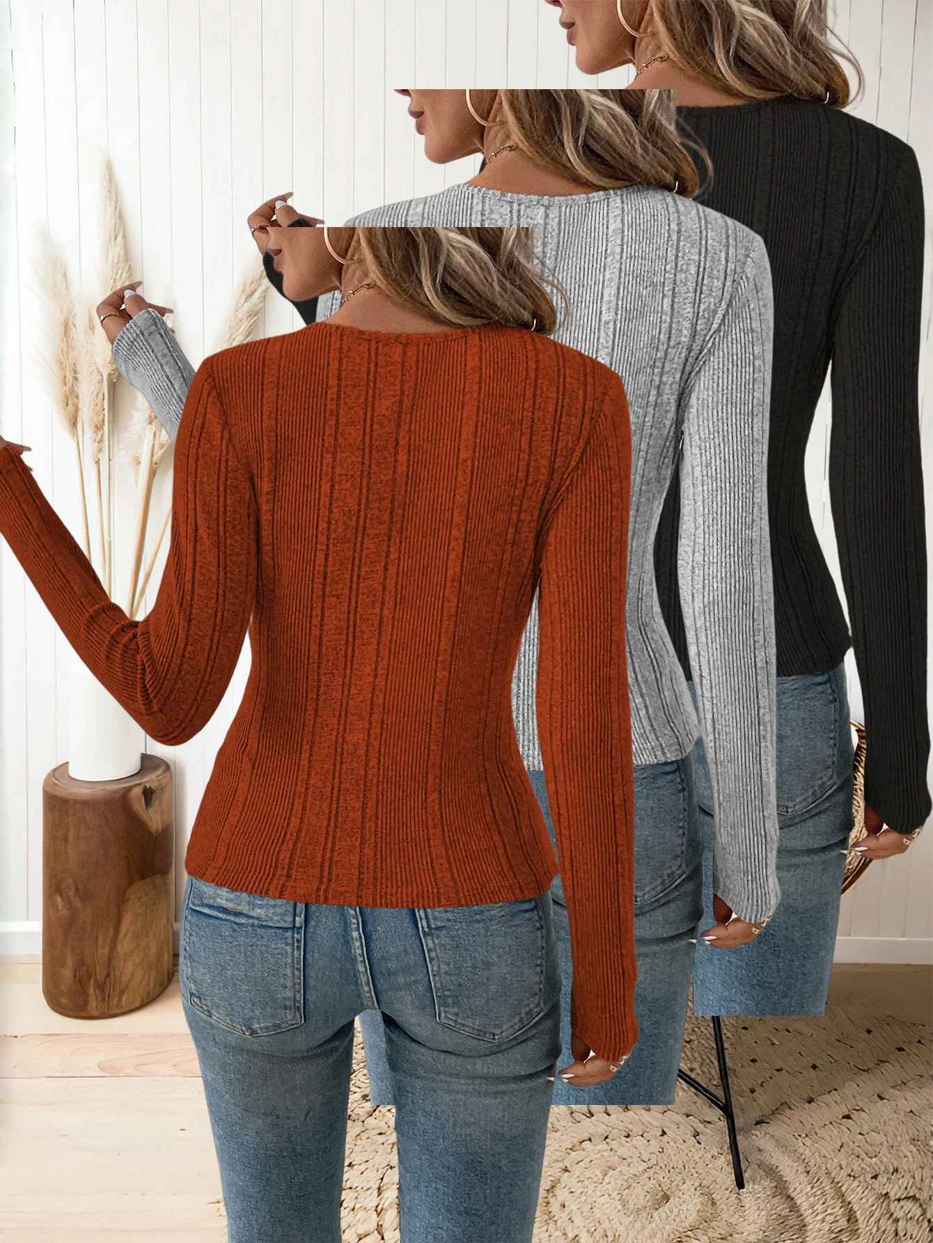 

New women's clothing collection - 3-piece set of warm long-sleeved clothes for autumn and winter