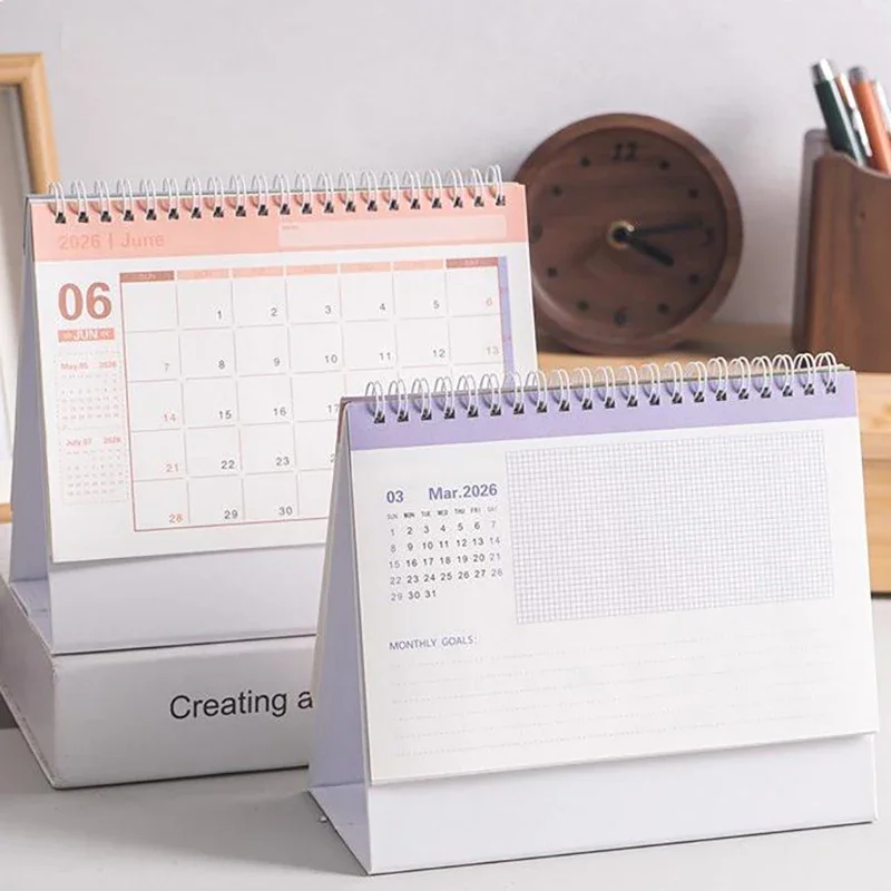 2026 English Version Calendar Gradient Desk Calendar Creative Coil Calendar Planner Desktop Decoration Office Stationery