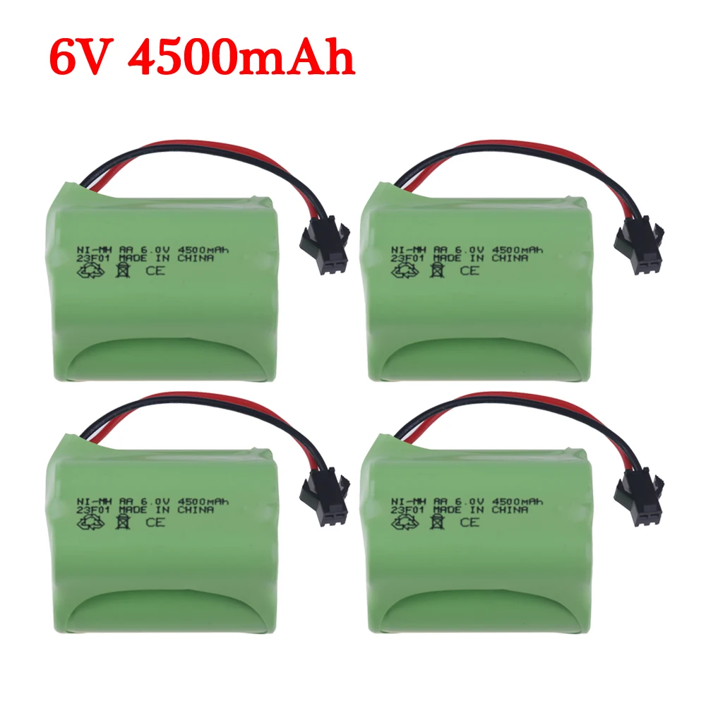 (SM Plug) 4500mAh 6v NiMH Battery For Electric toys Rc Cars Tanks Truck Robots Boats Ni-MH 6.0V 5*AA Rechargeable Battery Pack