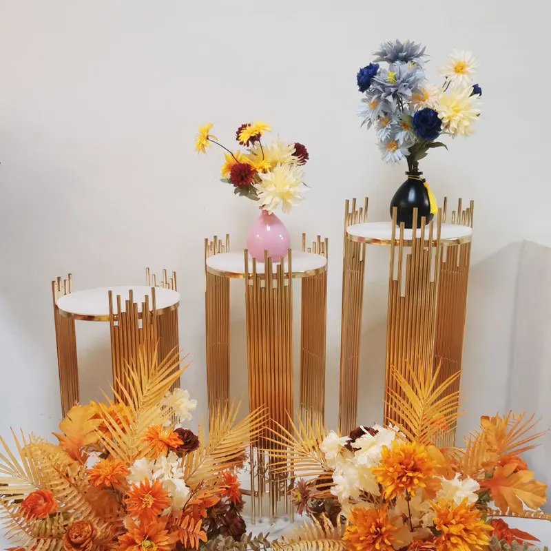 

Grand Event Party Decoration Dessert Table Gold Cake Column Acrylic Holder Plinth Flower Rack For Wedding Birthday Site Layout