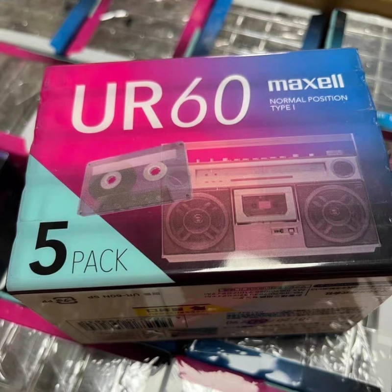 5 Unidades de Fita Cassete Maxell UR Normal Bias em Branco, Baixo Ruído 60 Minutos Gravação de Áudio de Alta Qualidade - Rara e Lacrada (Unidade Individual)