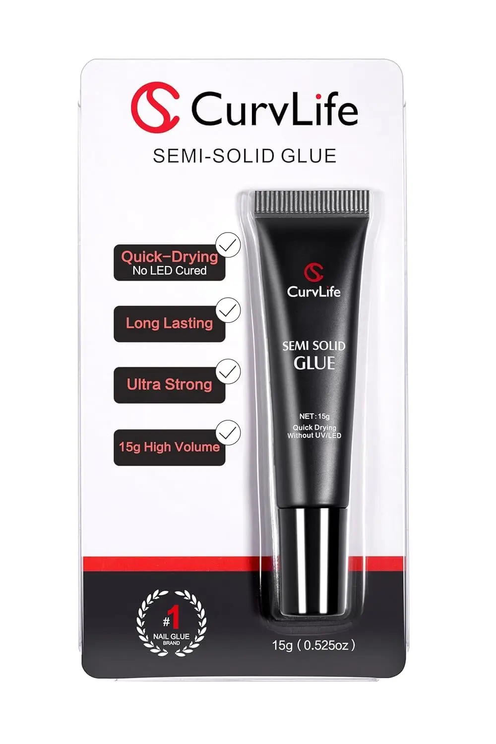 

Super Strong Nail Glue 15g for Press On Nails - Quick Drying, Semi Solid, Long Lasting, No UV Light Needed