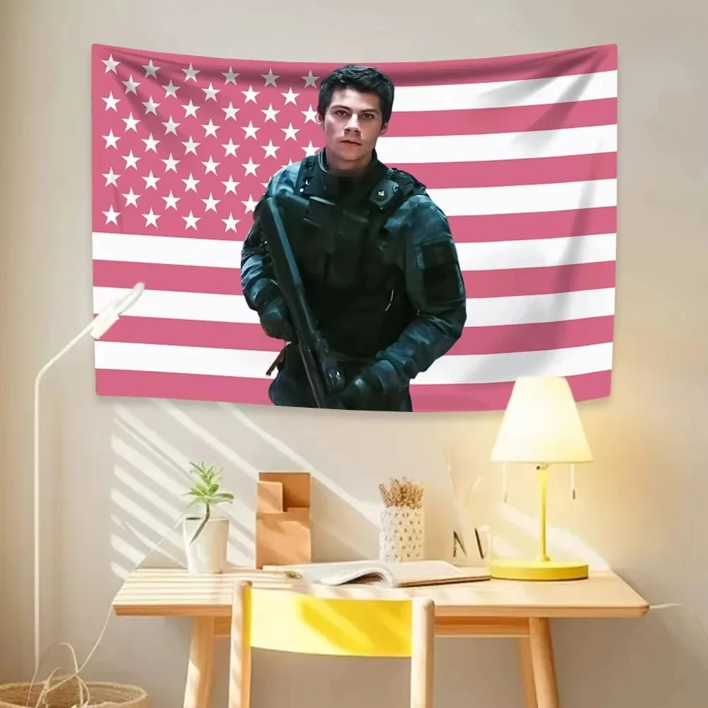 Dylan Obriens Maze Runners Pink American Flags Tapestry For Bedrooms Living Room Home Decor Background Cloth Festival Gifts