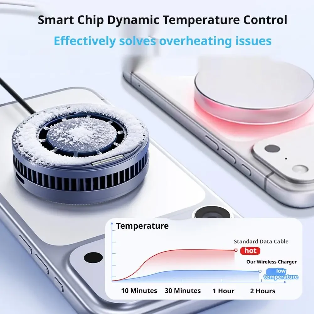25W Magnetic Wireless Charger Phone Cooler Active Refrigeration Radiator Magnet Fast Charging Stand For iPhone Xiaomi