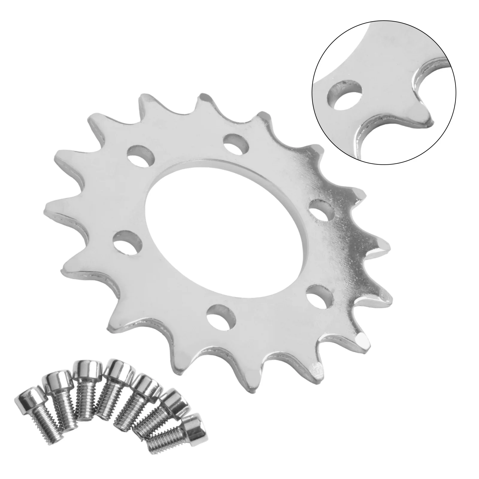 

16 Teeth Sprocket 16T Fixed Gear For Long Rides 44mm Silver Color Steel Material 1 2 x1 8 Chain Compatible 44mm Brake Disc Mount