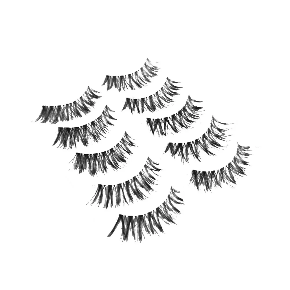 5Pairs Natural Fake Eyelashes Dense Cross Style Long Thick Lashes Eye-Catching Comfortable Wear Safe Material for All Occasions