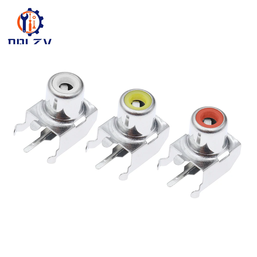 Lotus Seat AV Socket 4Pin RCA Single-hole PCB Soldering Audio Video Female Connector Nickel-plated
