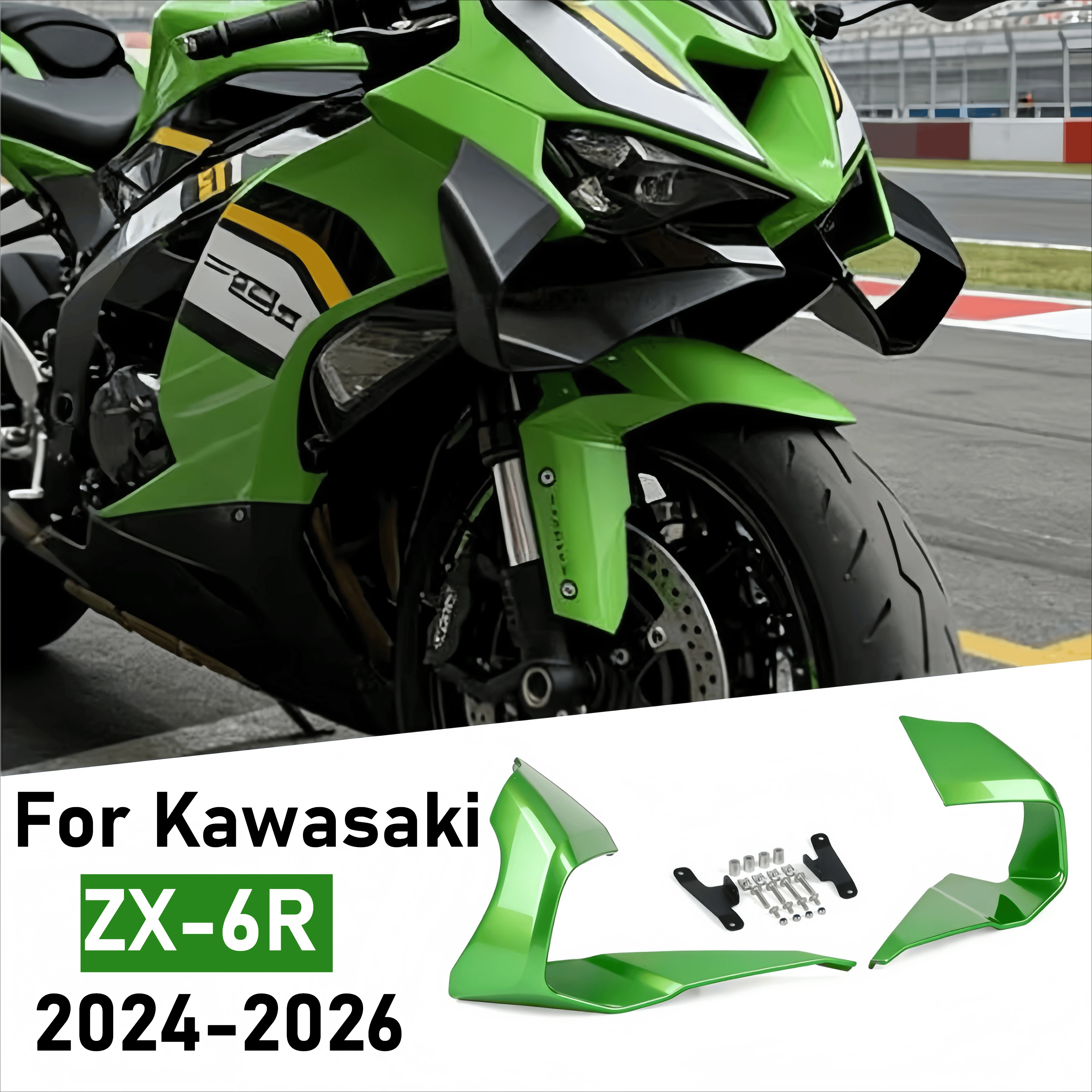 

For Kawasaki ZX6R ZX-6R 2024-2026 Motorcycle Side Winglet Front Fixed Lower lip Wing Aerodynamic Spoiler Wing Fairing zx6r 2025