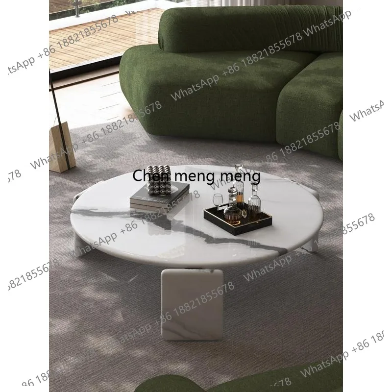 

Prada Green Natural Marble High-end Designer Italian Luxury Stone Round Living Room Coffee Table