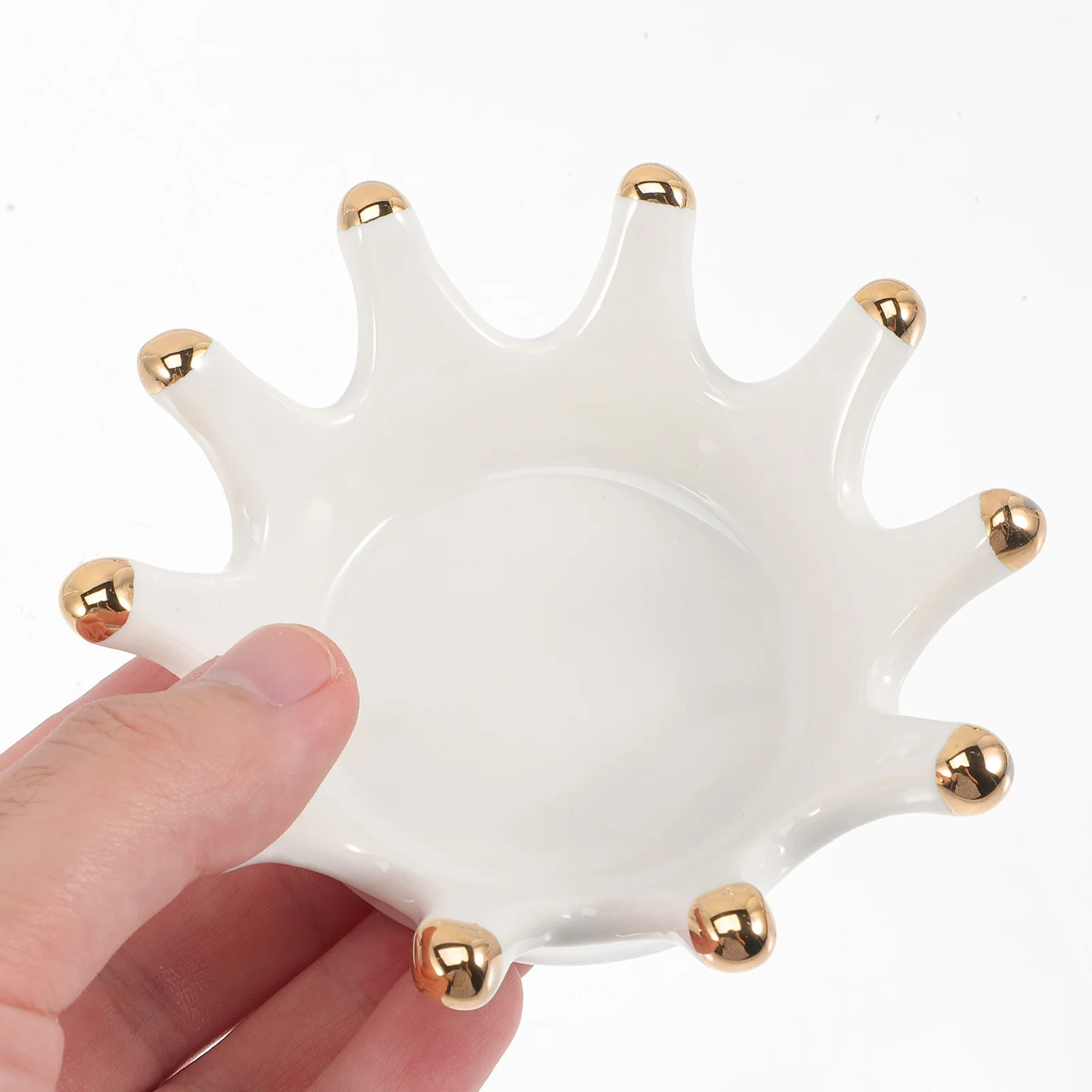 Ceramic Jewelry Tray Crown Design Ring Holder Durable Chic Jewelry Display Organizer Gift for Women Ring Tray Trinket Holder