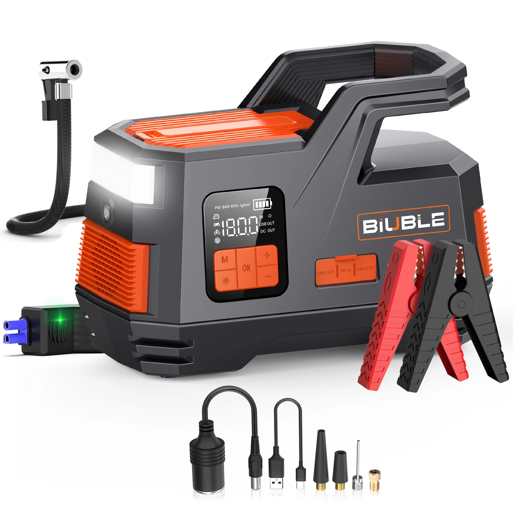 

Car Jump Starter Air Pump 150PSI 26800mAh Peak Current 4250A Car Battery Booster Tire Air Compressor