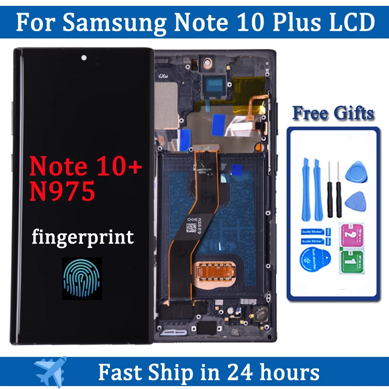 

AMOLED Note 10 Plus Screen For Samsung Note10+ N975F Lcd Display Touch Screen with Frame Support S Pen Fingerprints