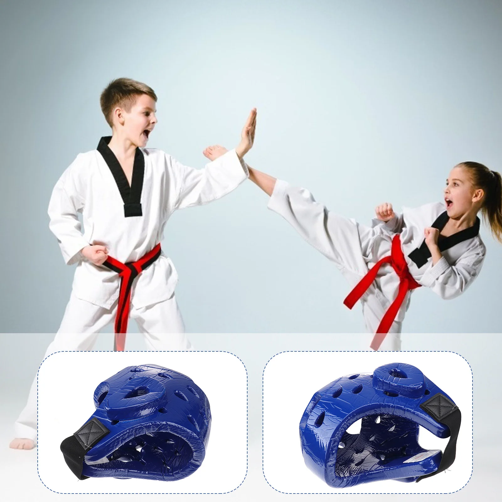 

Taekwondo Headgear Children EVA Material Shock Absorbant Kids Martial Arts Lightweight Adjustable Size Fit Kickboxing
