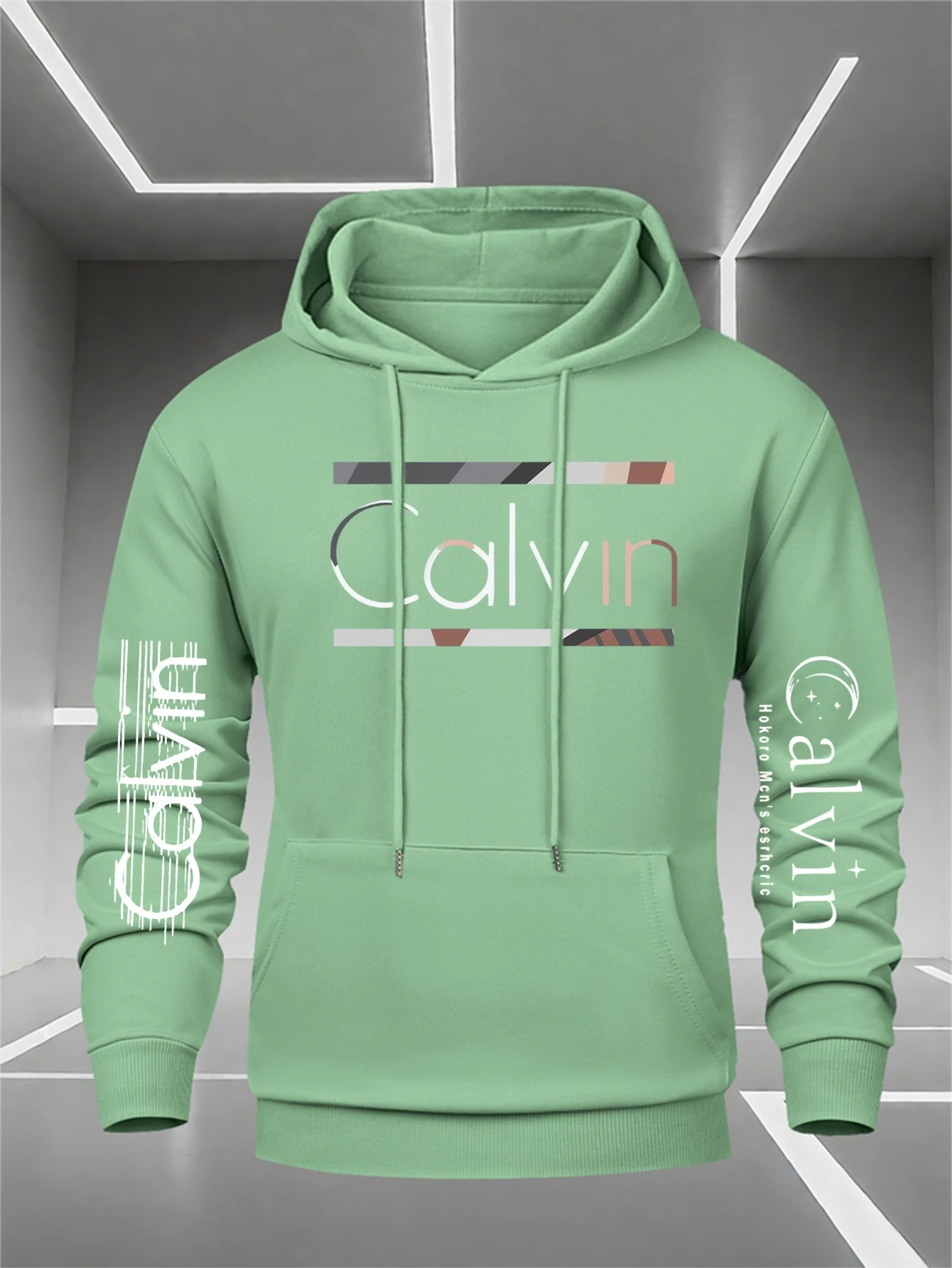 Sudadera con capucha rosa para hombre y mujer con logotipo de Calvin y estampado de Calvin - Sudadera con capucha informal de tela suave y transpirable