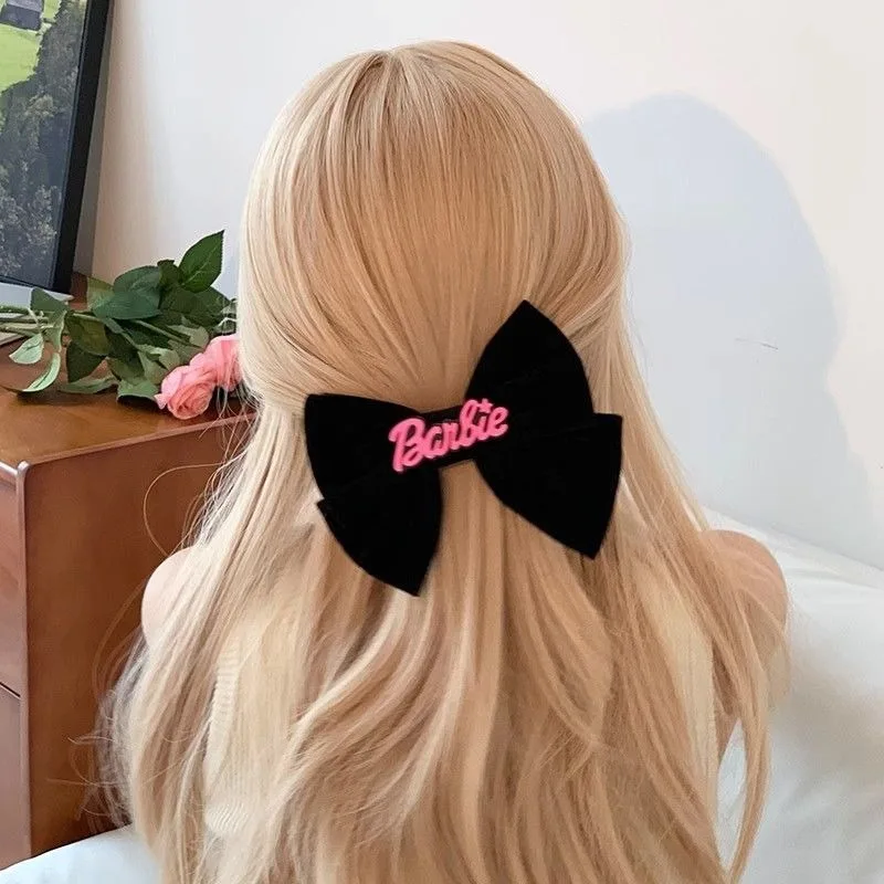 Kawaii Barbie Hair Clip Accessories Pink black Fashion Sweet Girls Bow Headband Shark Clip women hair Accessories Gift for Girl