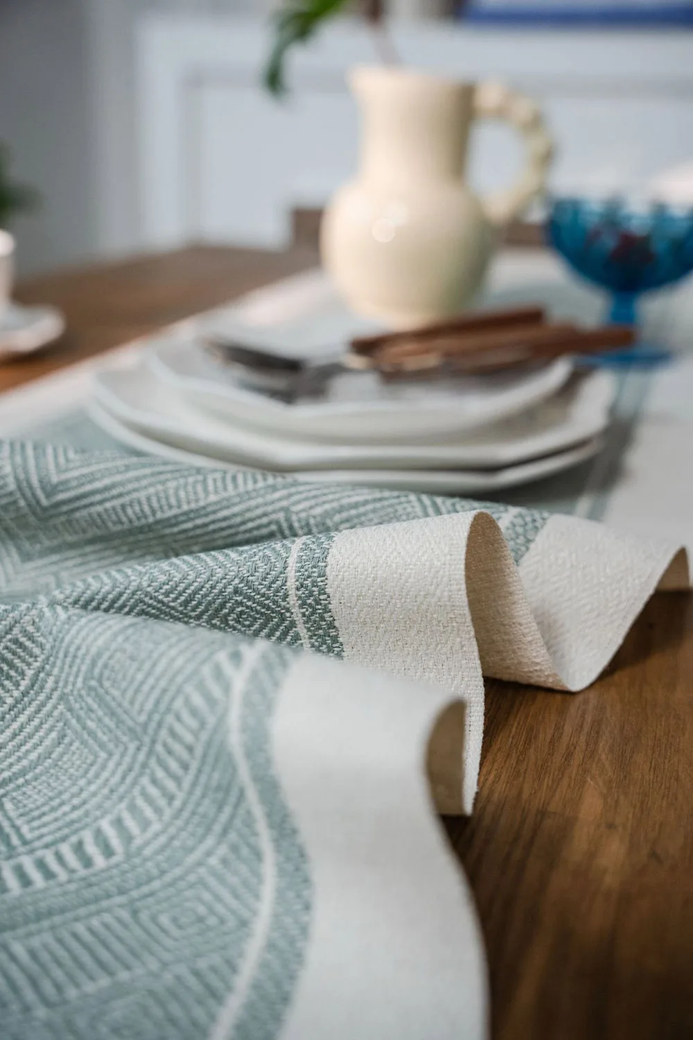 Gerring Table Runner Green Nordic Jacquard Geometric Table Flag Fringe Tea Country Tablecloth Table Runners For Dining Table