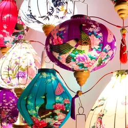 12/14inch Classic Palace Lantern Japanese Peacock Silk Lantern Mid-autumn Spring Festival Party Outdoor Waterproof Hanging Decor
