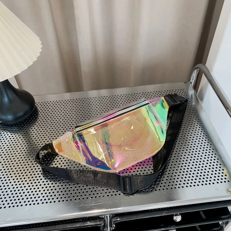 Marsupio Personalità Abbagliante Laser Fanny Pack Borsa pettorale olografica moda impermeabile Portamonete con chiusura tascabile a tracolla