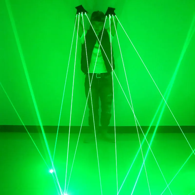 Red Green LED Laser Gloves Rechargeable Right Hand&Left Hand Ray Gloves Men Bar Club Stage Performance Costume