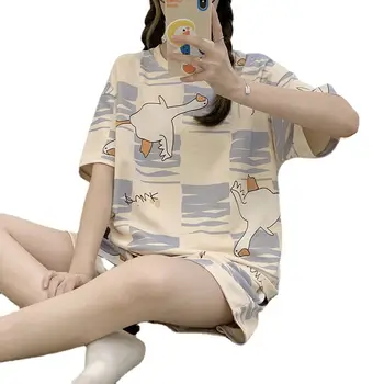 Pigma 女士純棉睡衣大尺碼睡衣夏季女士短袖長褲開襟衫睡衣套裝 10 最佳銷售 女士睡衣套裝 - №4