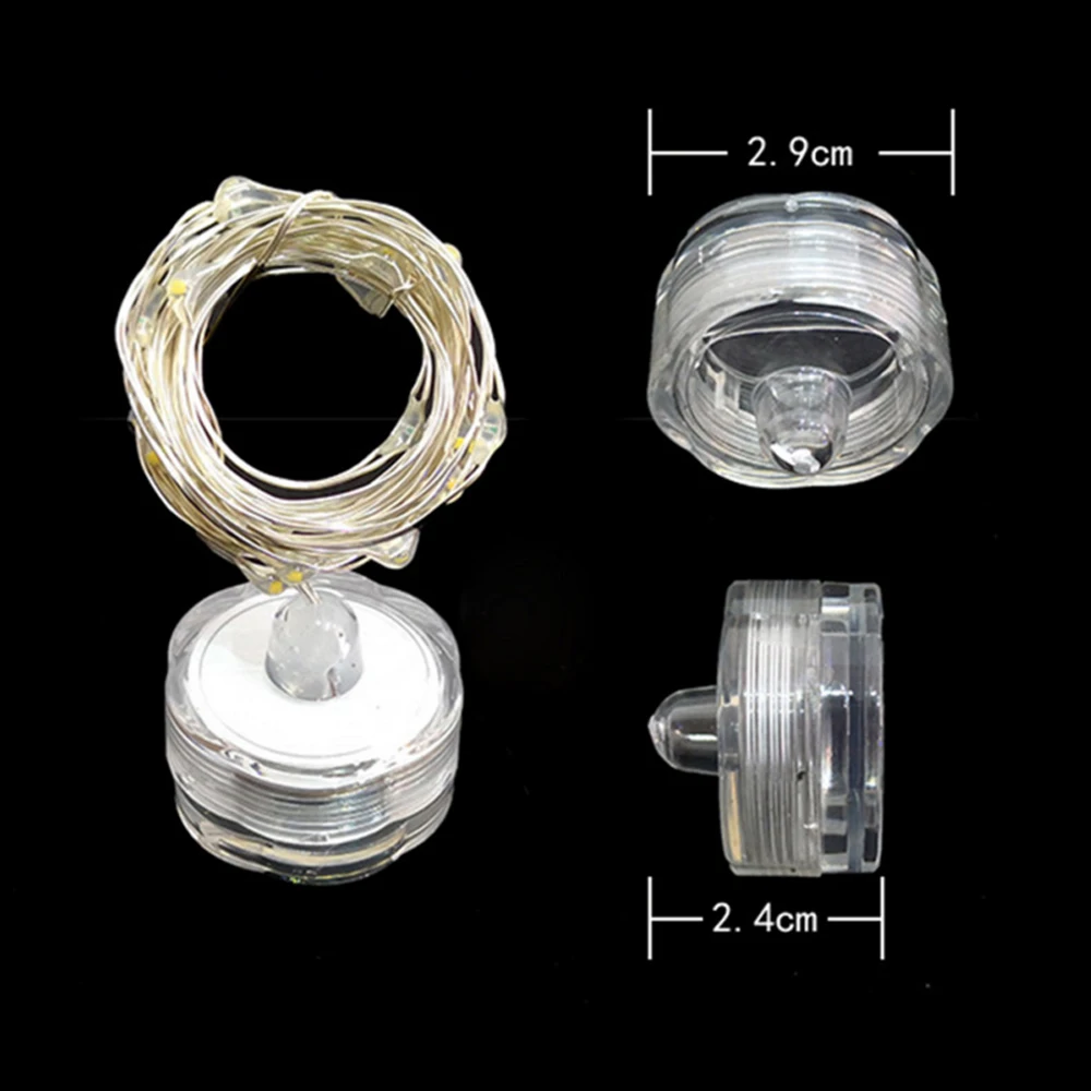 10 20 المصابيح/م البرقوق على شكل شمعة الأسلاك النحاسية الجنية سلسلة ضوء 1 متر 2 متر مقاوم للماء CR2032 بطارية لحفلة عيد الميلاد الزفاف ديكور