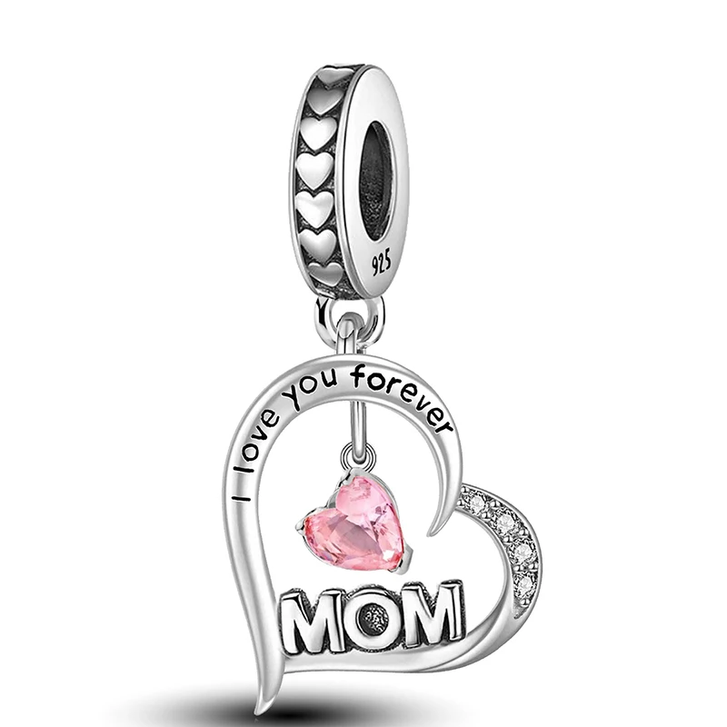 925 Sterling Silber Anhänger Zirkon Pfote Rotes Liebesherz Charms Perlen Passend für Original Armband Armreifen DIY Feiner Schmuck für Frauen