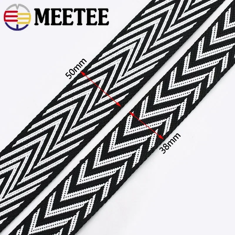 2/4M 2.2mm Thick 38/50mm Polyester Jacquard Webbing Tapes Ribbon for Strap Belt Bag Backpack DIY Sewing Biasband Accessories