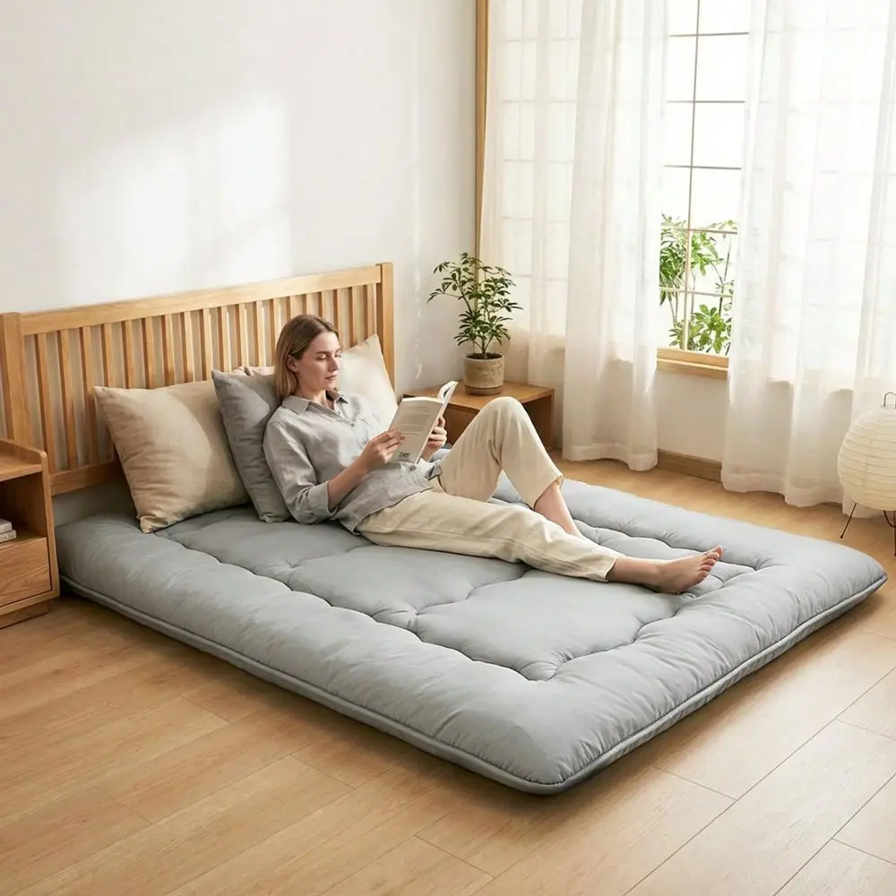 Japanese Floor Mattress, Futon Mattress With Portable Storage Bag And Washable Cover, Roll Up Thick Tatami Mat Suitable For Cam