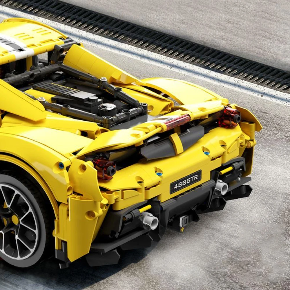 1:8 테크니컬 시리즈 488 스포츠카 빌딩 블록 하이테크 시티 스피드 레이싱 자동차 모델 브릭 장난감 어린이 생일 선물 MOC