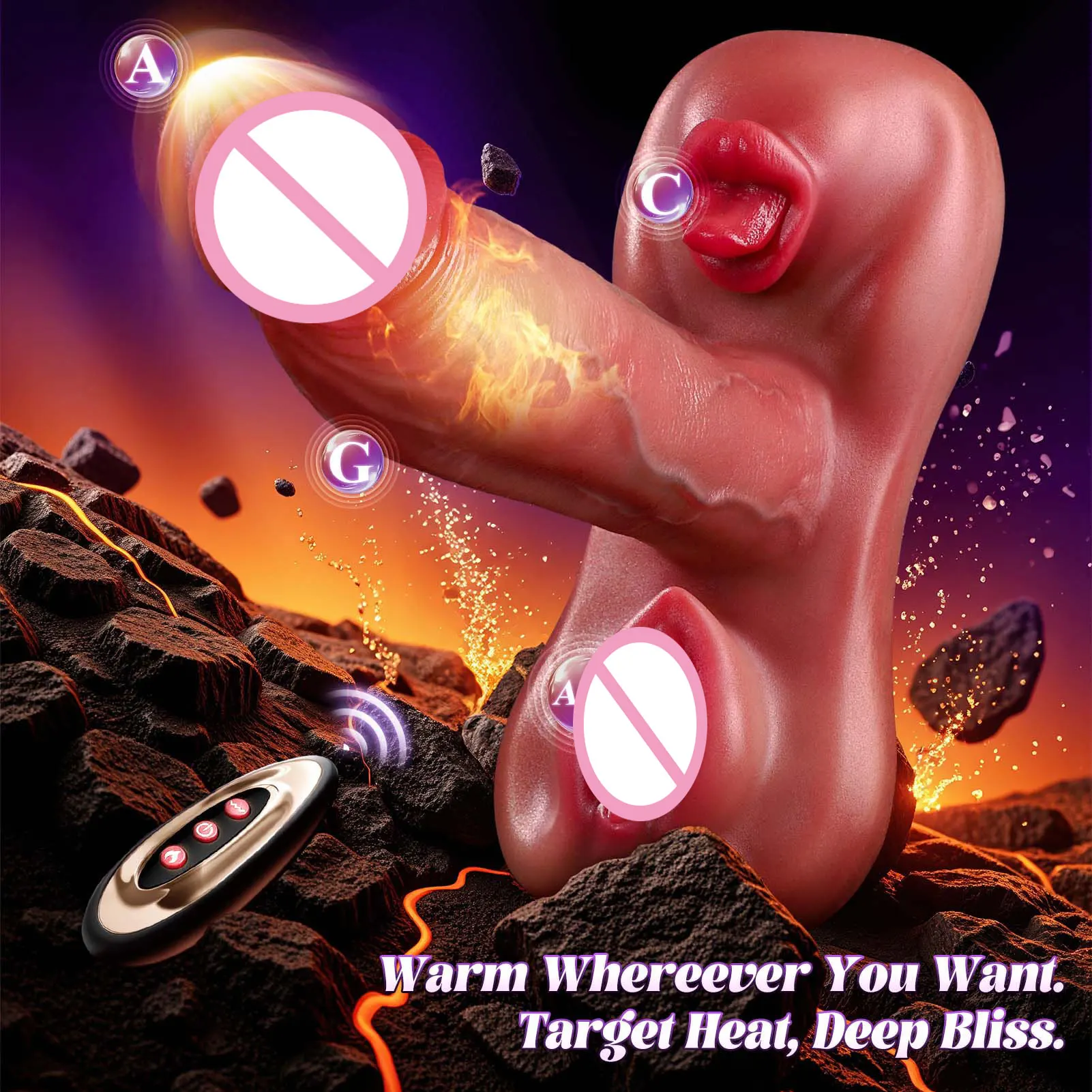 APP Remote Control Heating Strap on Dildo Vibrator 6 in 1 Thrusting Big Dildos G spot Clitoris Anal Sex Toys for Women Couples