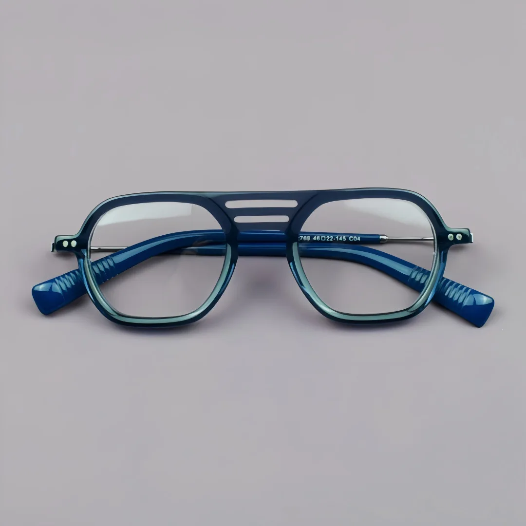 

Trendy Double Beam Eyeglass Frame Acetate Retro Personalized Small Square Design for Men & Women