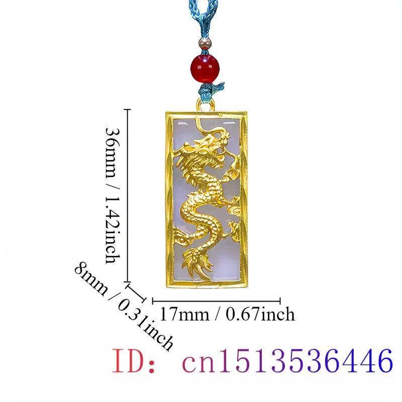 White Real Jade Dragon Phoenix Pendant Necklace 18K Gold Plated Fashion Man Men Gifts for Women Designer Charm Luxury Gift