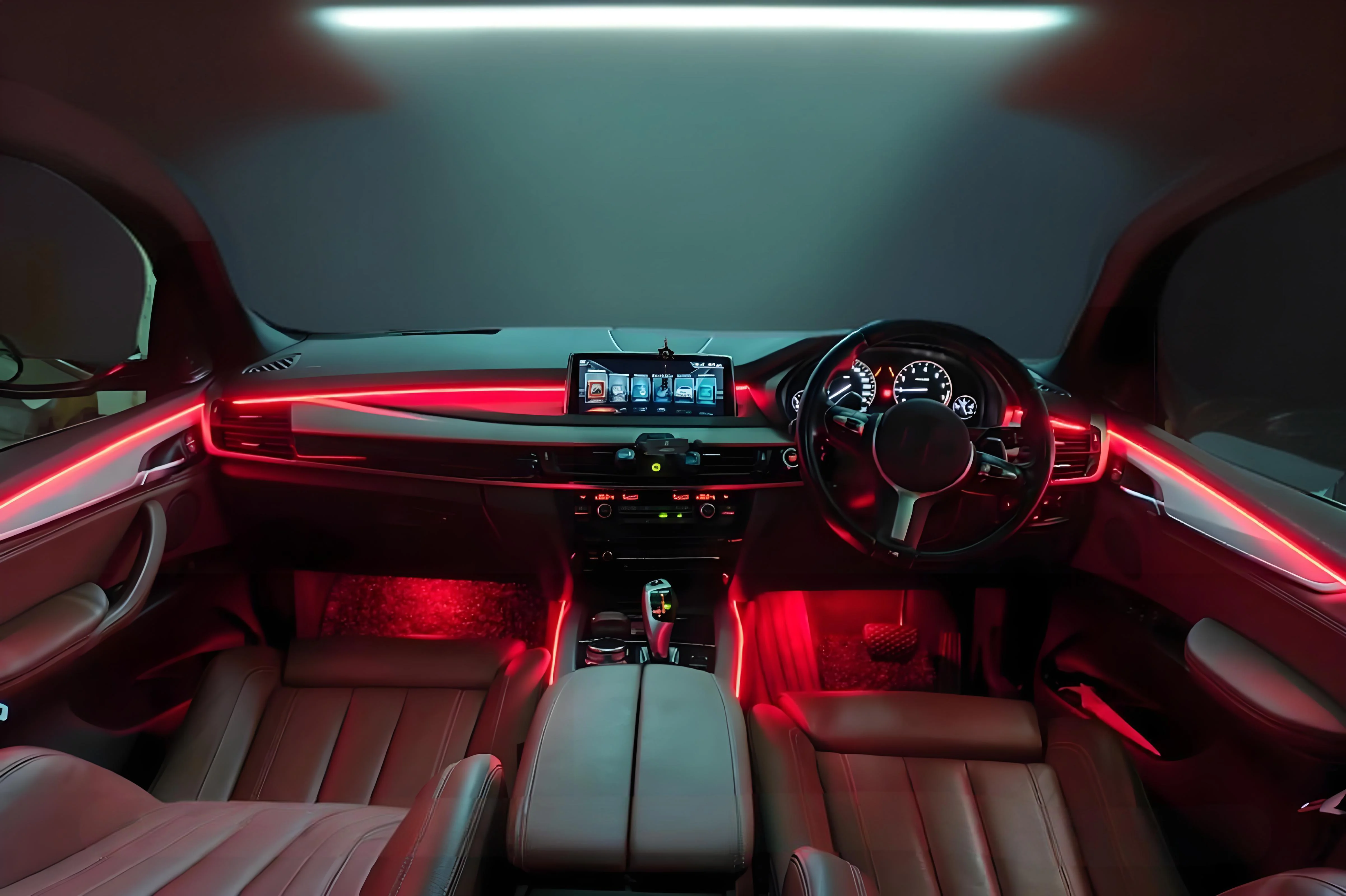 سيارة المحيطة ضوء التحديثية الداخلية LED قطاع لسيارات BMW X1 X2 X3 X4 X5 X6 X7 الديكور جو مصباح APP 64 ألوان RGB سيمفونية